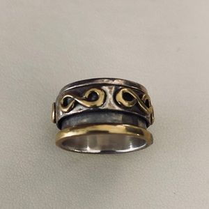 Sterling Silver, brass and copper ring